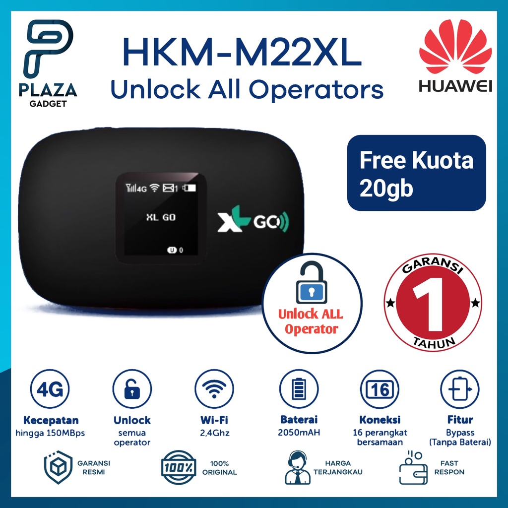 Jual HKM M22 Huawei Modem Mifi Wifi XL GO IZI 4G LTE Bypass & Unlock