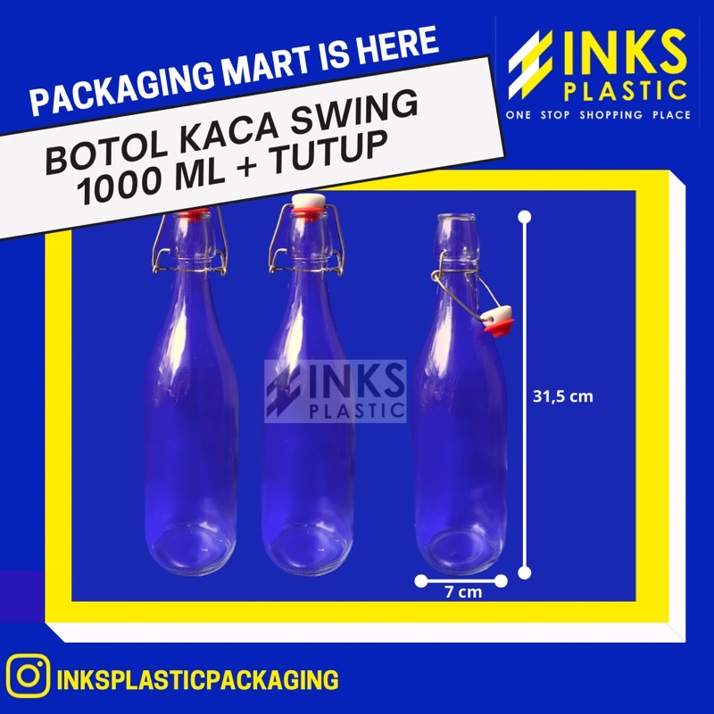 Jual BOTOL KACA SWING 1000 ML/SWING BOTTLE 1 LITER (5 PCS) Shopee