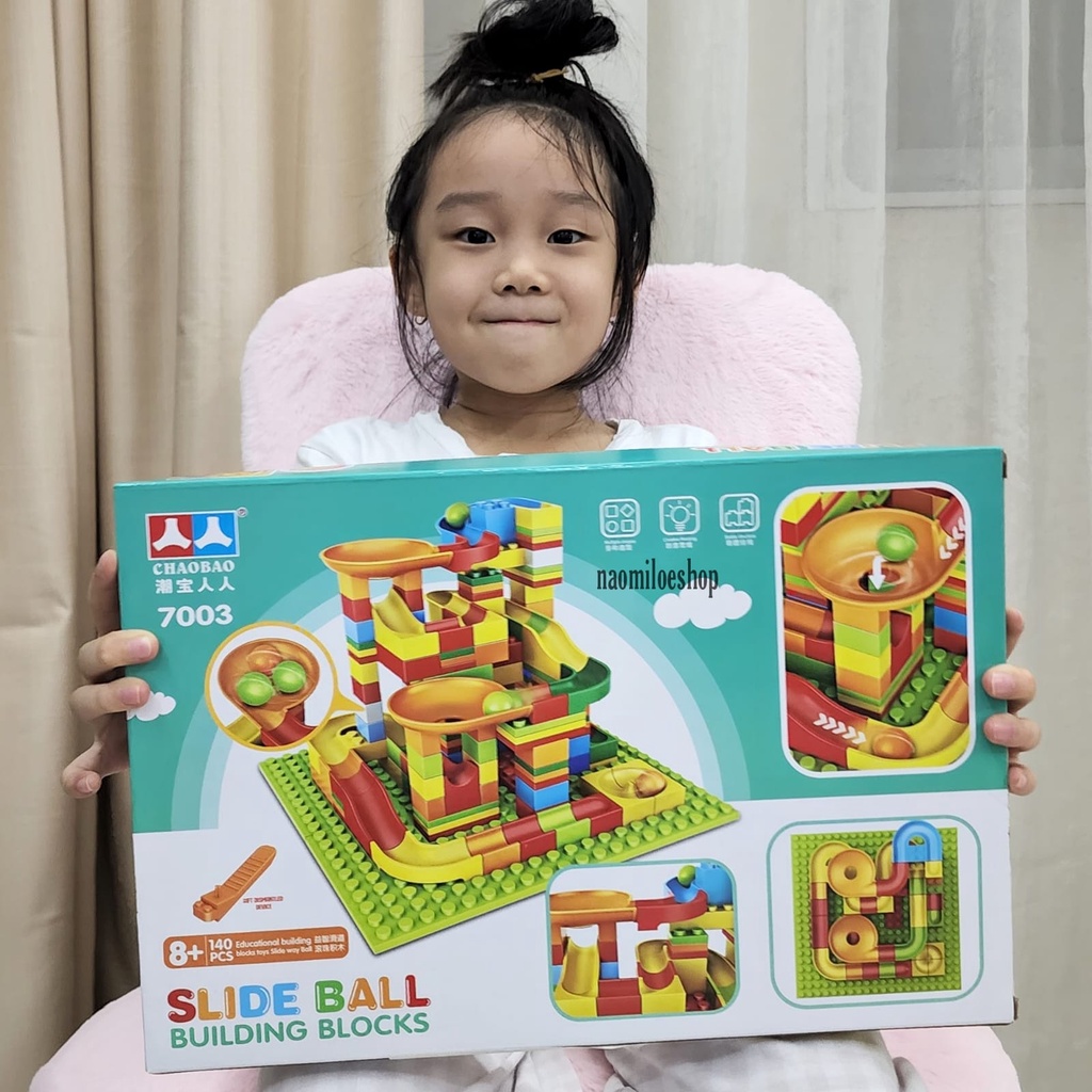 Jual SLIDE BALL 140pc Mainan bola seluncuran Mainan Building Brick Marble Race Run Maze Block