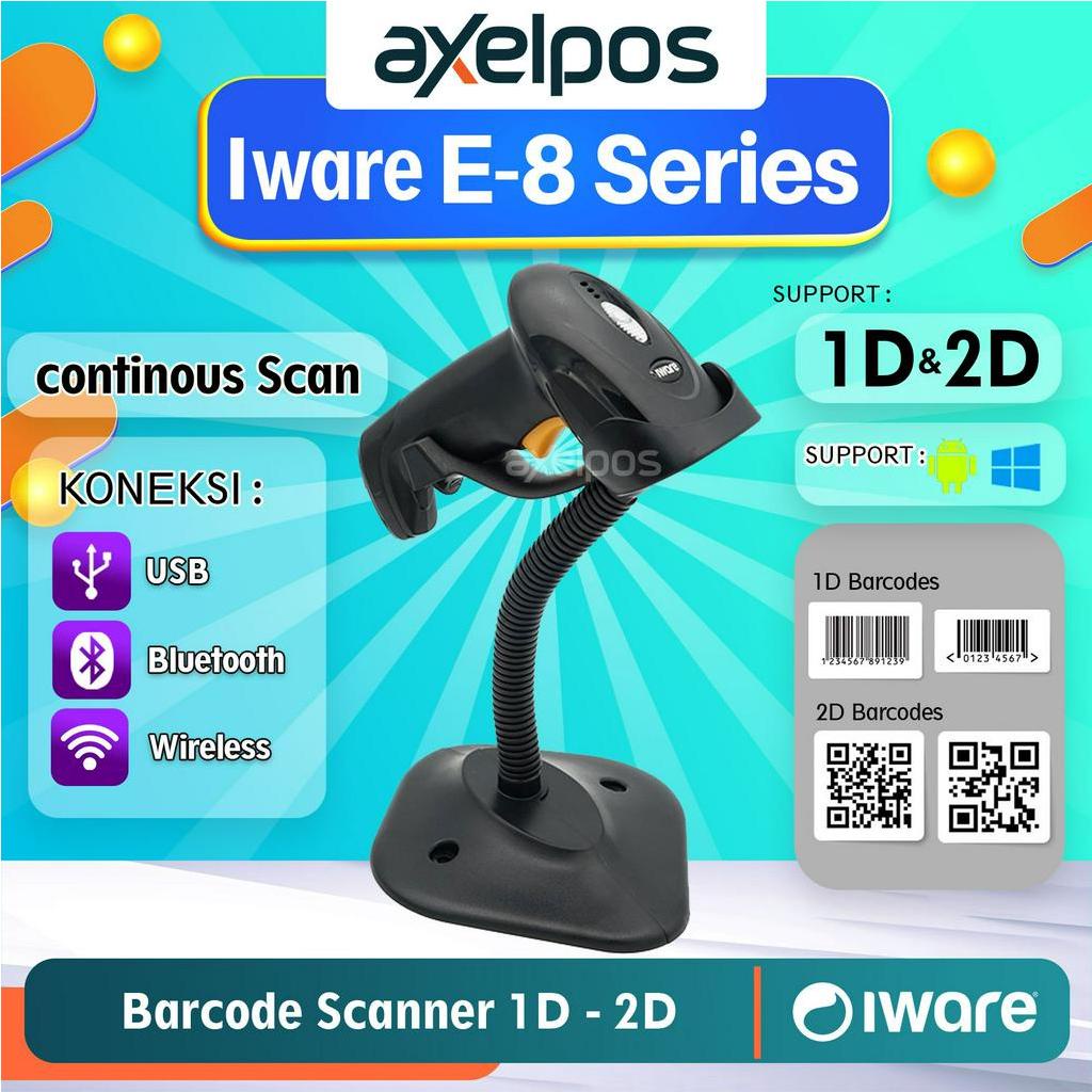 Jual Barcode Scanner USB Bluetooth Wireless 1D / 2D Continous Scan