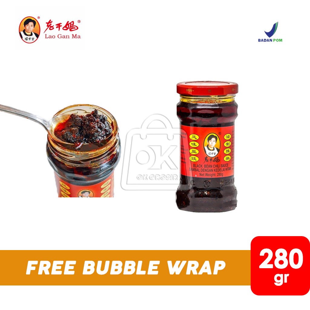 Jual Chili Oil with Black Beans Lao Gan Ma /Kedelai Hitam (Botol Kaca