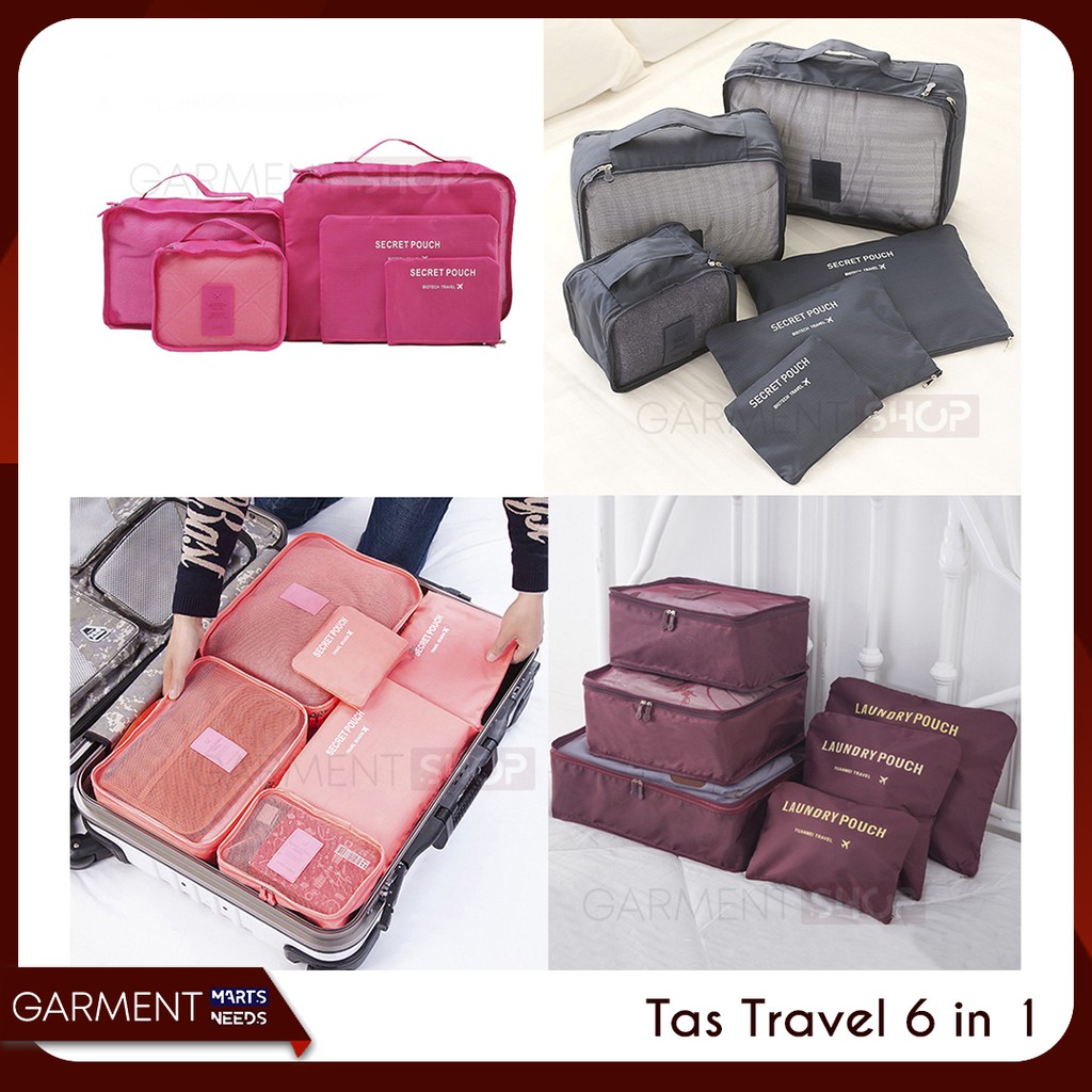 Jual Travel Bag 6 in 1 Luggage Storage Set Organizer Tas Koper Travel