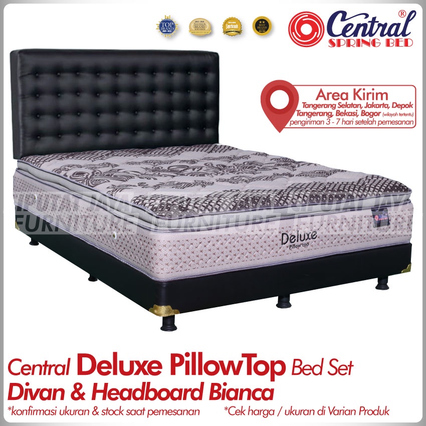 Jual kasur Central Springbed Deluxe Pillow Top spring bed Set divan