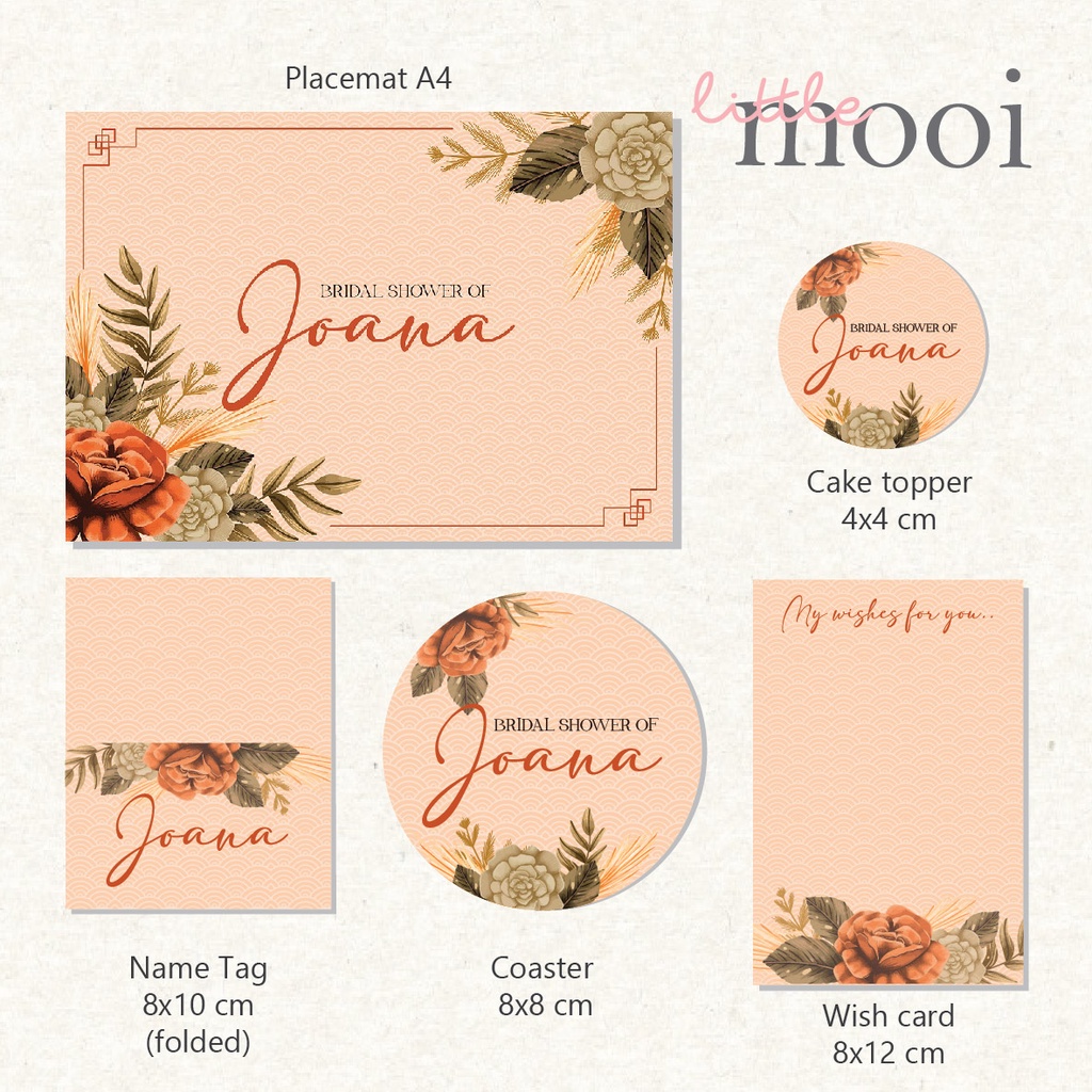 Jual BRIDAL SHOWER CUSTOM PLACEMAT / EVENT CUSTOM PLACEMAT (BS03