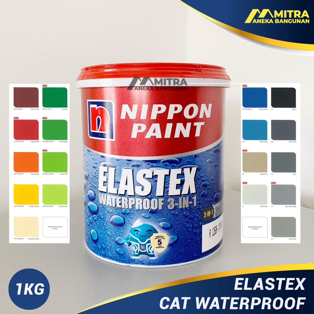 Jual CAT WATERPROOF ELASTEX NIPPON PAINT 1 KG / CAT PELAPIS ANTI BOCOR
