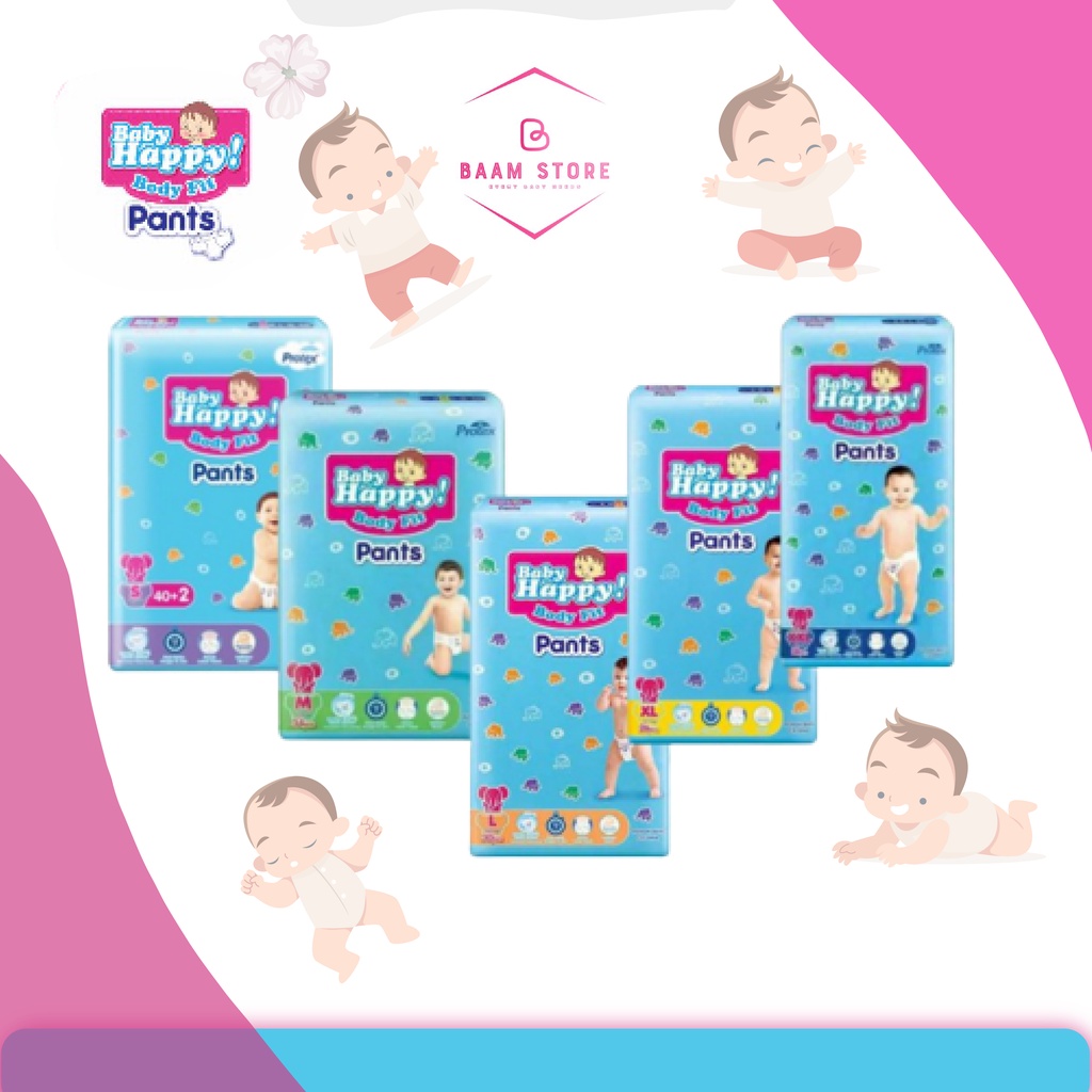 Jual Baby Happy Popok Bayi Body Fit Pants XXL24, L28, L20, M32 dan S40