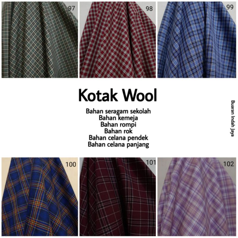 Jual Kain Kotak Semi Wool "Q", harga per 25 cm = 9.750, min pesanan 1