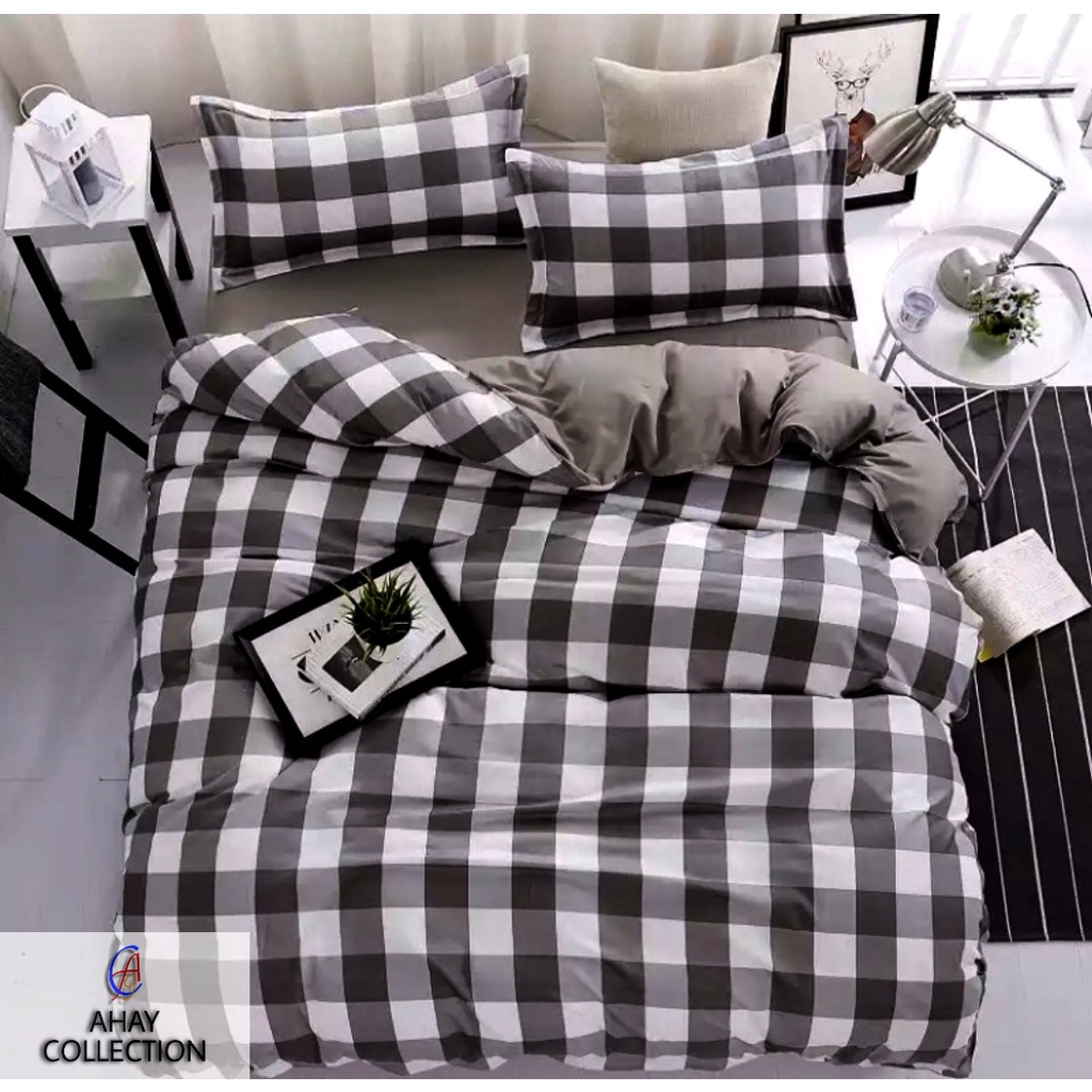 Jual Bed cover Set Kotak Emily Gingham Korea Katun Microtex/Bedcover