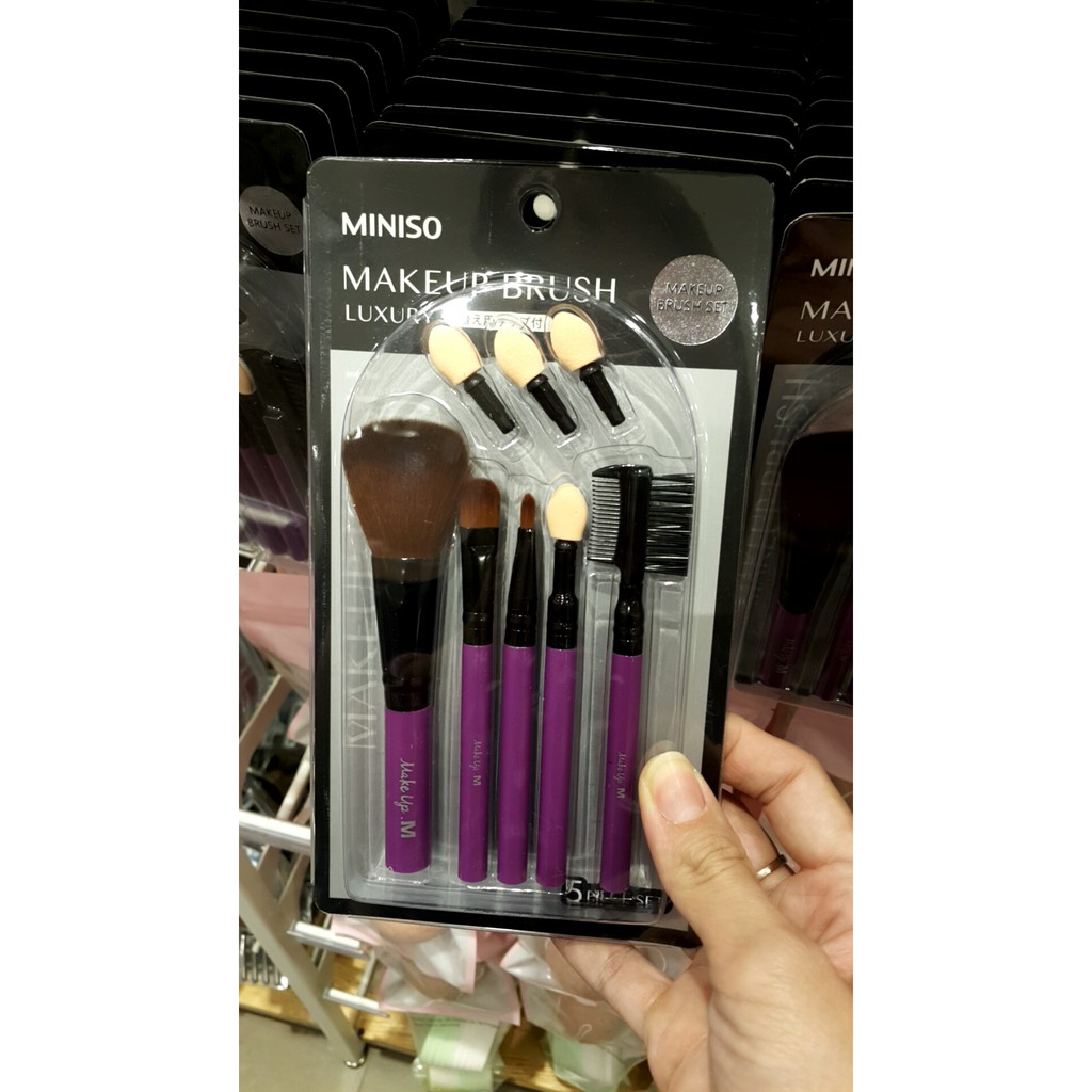 Jual MINISO Makeup brush set luxury isi 8pcs (2wrn) . miniso murah