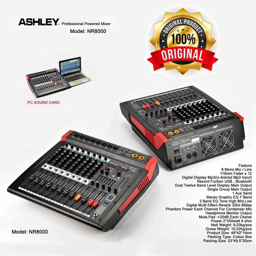 Jual Power Mixer Ashley NR8000 / Ashley NR 8000 Bluetooth ORIGINAL 2 x
