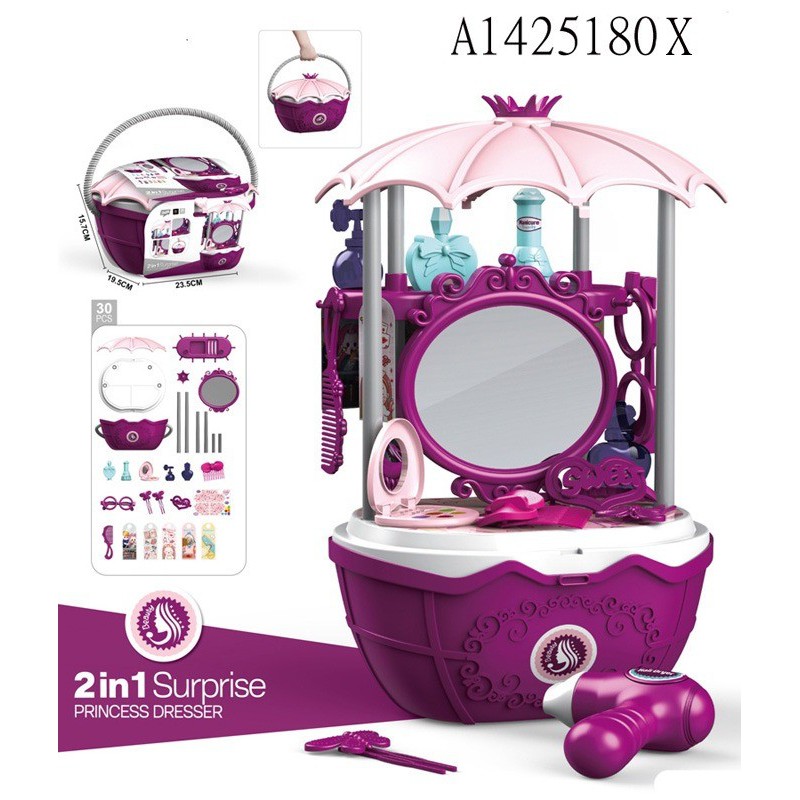 Jual 2 in 1 surprise (princess dresser, dental clinic, supermarket, cooking food, ice cream shop