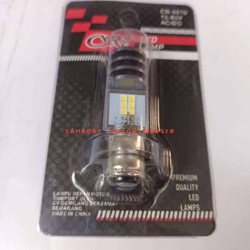 Jual Lampu Depan LED Headlamp CR7 H6 2 Sisi AC DC Motor Bebek Metic Ori