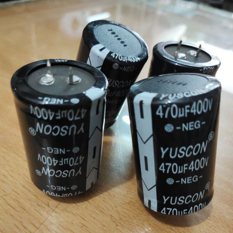 Jual Kondensor Starting 470 uF / MFD YUSCON • 400 V.AC | Electrolytic