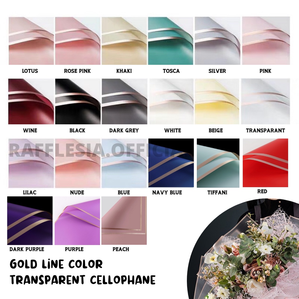 Jual [5 LEMBAR] Flower Wrapping Paper Varian List Gold Line Emas Kertas