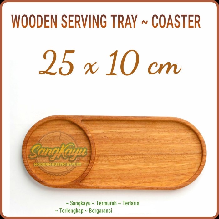 Jual Baki Nampan kayu oval 25x10 Wooden tray plate piring kayu tatakan