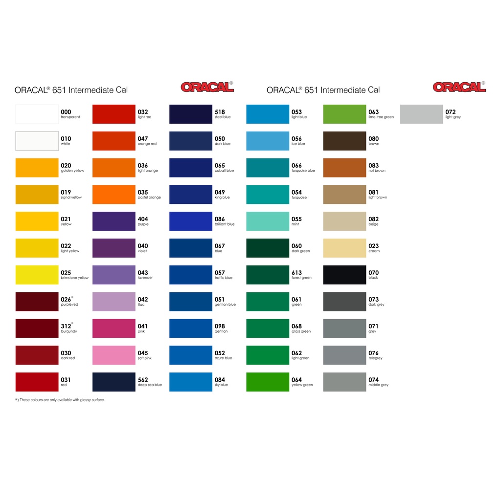 Jual STICKER ORACAL SERIES 651 GLOSSY/KILAP Per 100 cm x 126 cm