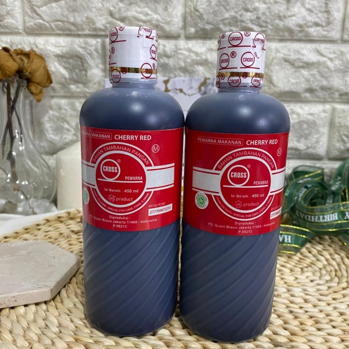 Jual PEWARNA MAKANAN MERAH CHERRY CROSS FOOD COLORING CHERRY RED 450 ML