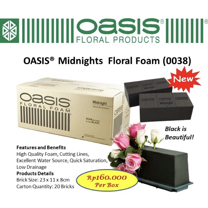 Jual OASIS Midnights Floral foam 0038 Oasis Basah Foam bunga basah