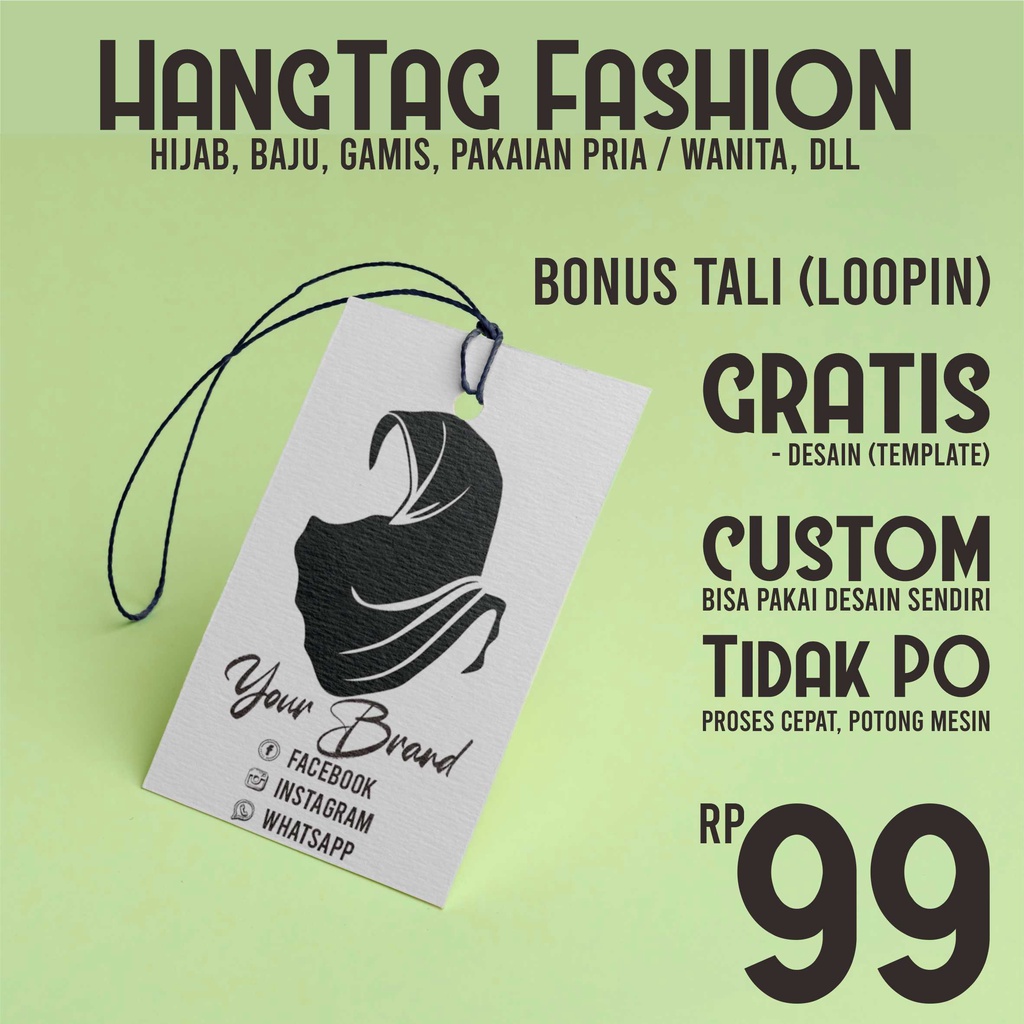 Jual Hang tag Custom / Hangtag Baju / Hang Tag Hijab Custom / Hangtag