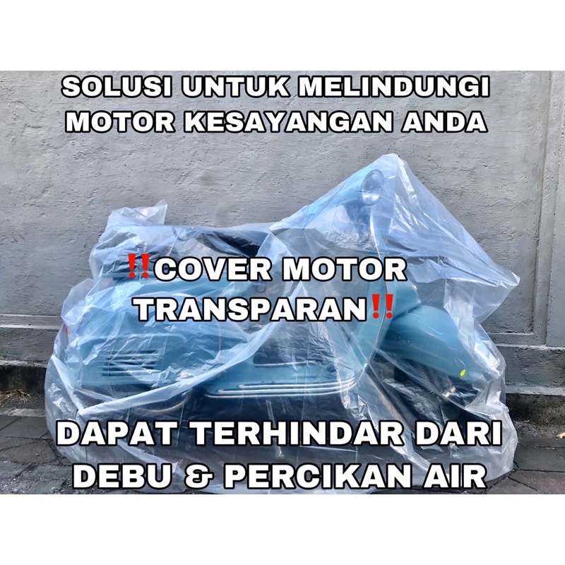 Jual cover motor transparan untuk vespa matic ,bebek115150cc /classic size L Shopee Indonesia