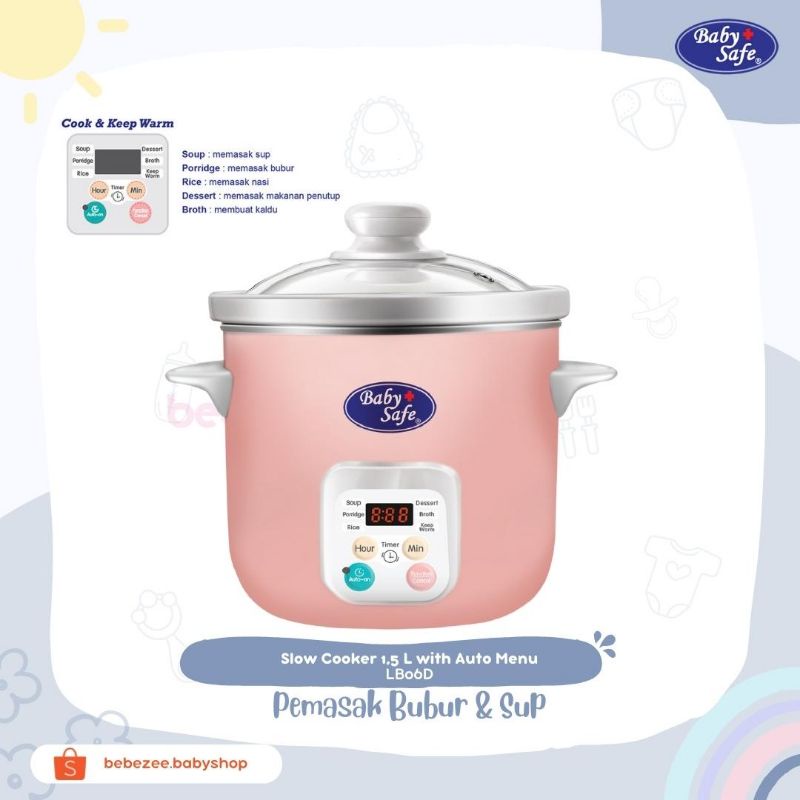 Jual Baby Safe Slow Cooker 1,5 Liter LB06D with Auto Menu FREE BUBBLE
