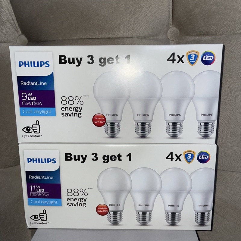 Jual Lampu Philips Radiantline LEDbulb multipack 9 11 watt beli 3