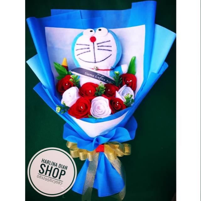 Jual Buket doraemon cantik manis buat kado wisuda anniversary valentine(03)
