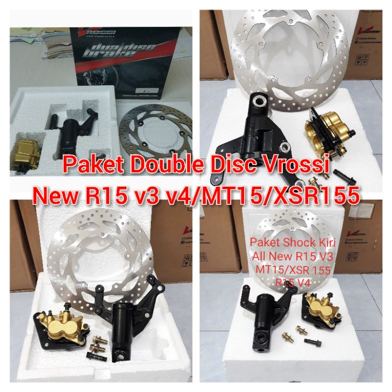 Jual Paket Double Disc R15 v3 v4 MT15 XSR 155 Vrossi Tabung shock kiri