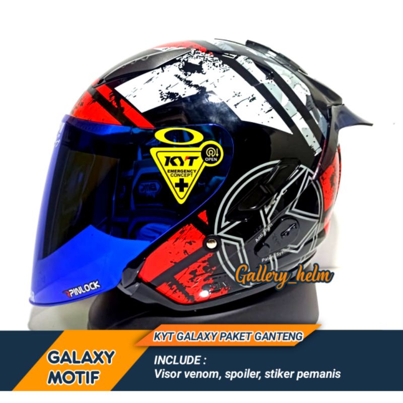 Jual HELM KYT GALAXY MOTIF 5 RED PAKET GANTENG INCLUDE VISOR VENOM