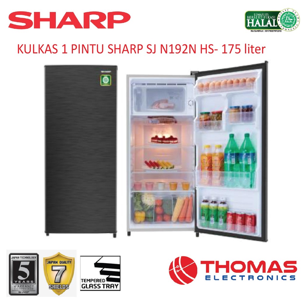 Jual Kulkas 1 Pintu SHARP SJ N 192 N HS Kulkas Satu Pintu Kapasitas 175