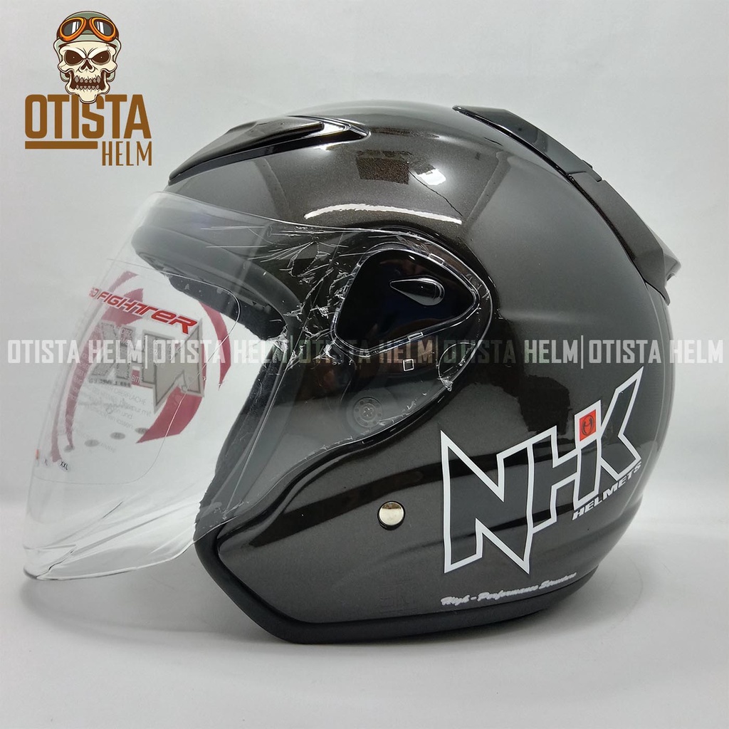 Jual HELM HALF FACE NHK R6 SOLID GUNMETAL GLOSSY SINGLE VISOR Shopee