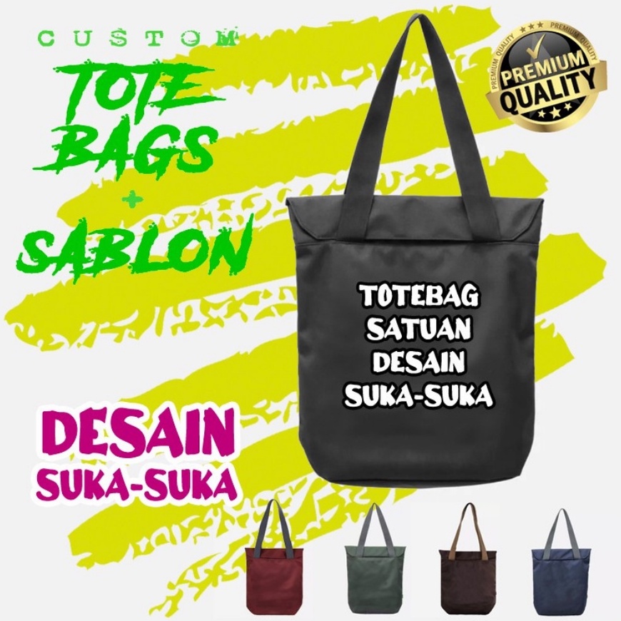 Jual Tote bag Custom Sablon satuan tas serbaguna goodie bag kantong