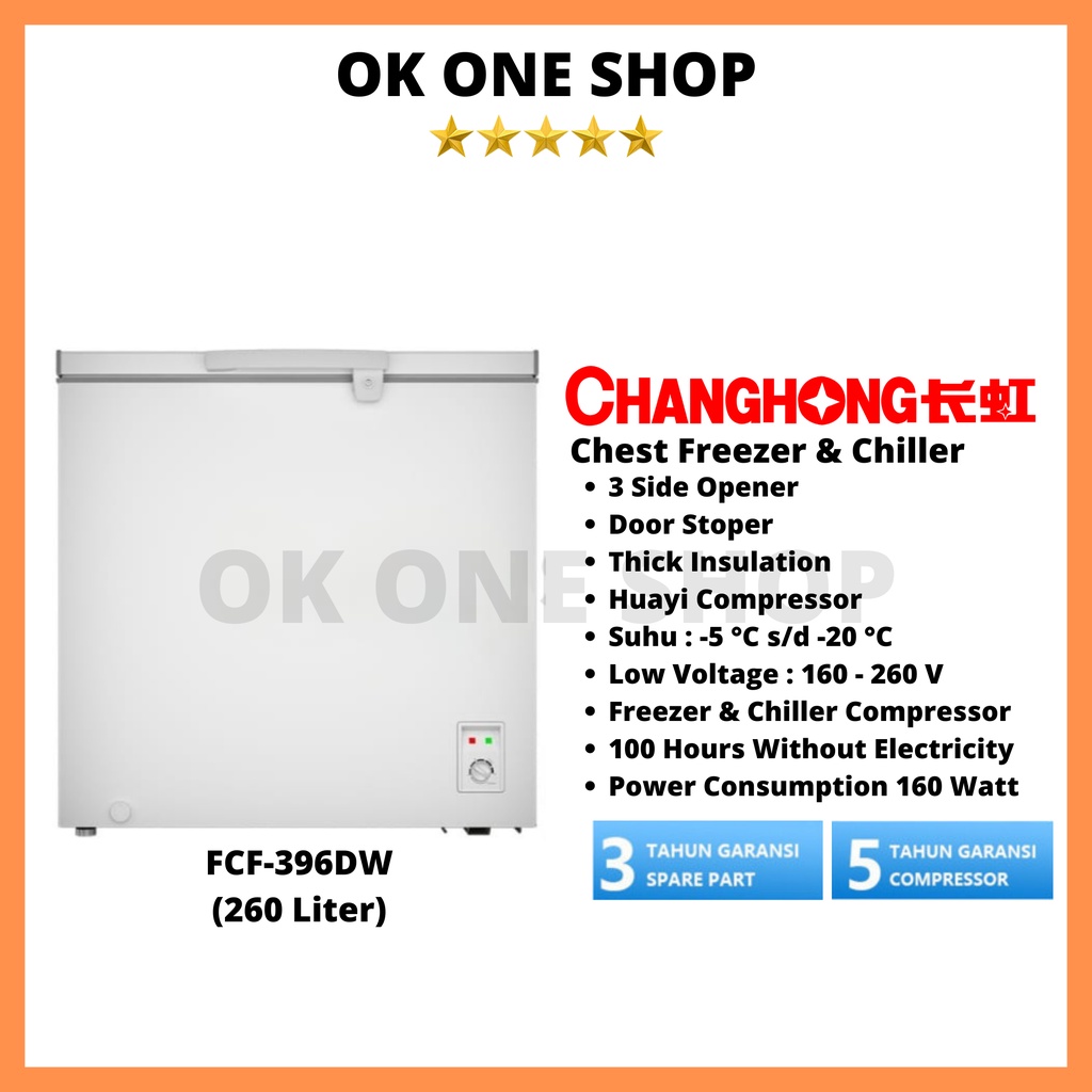 Jual CHANGHONG Chest Freezer & Chiller FCF396DW (260 Liter) / FCF 396