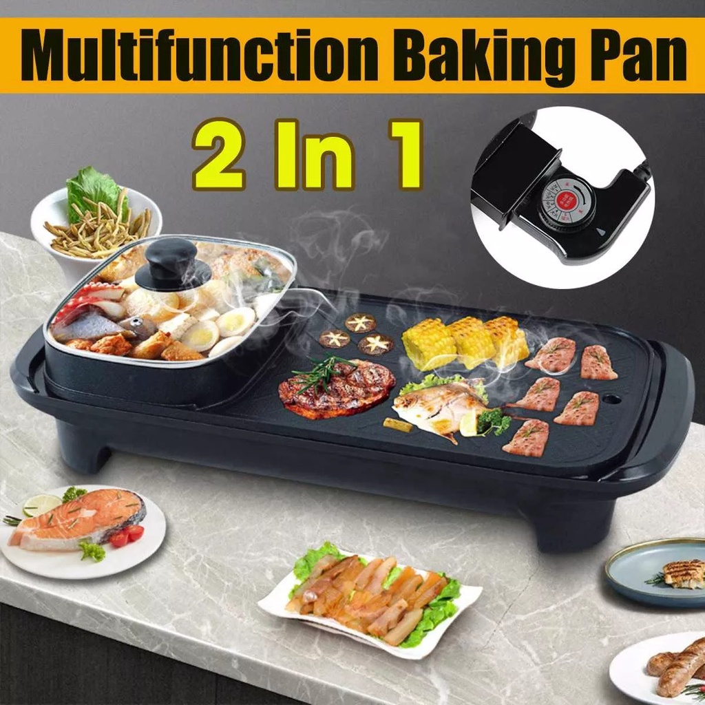Jual PRODUK NEW" GRILL PAN " PEMANGGANG LISTRIK ALAT MASAK TERMURAH UNTUK BBQ PANCI MULTIFUNGSI