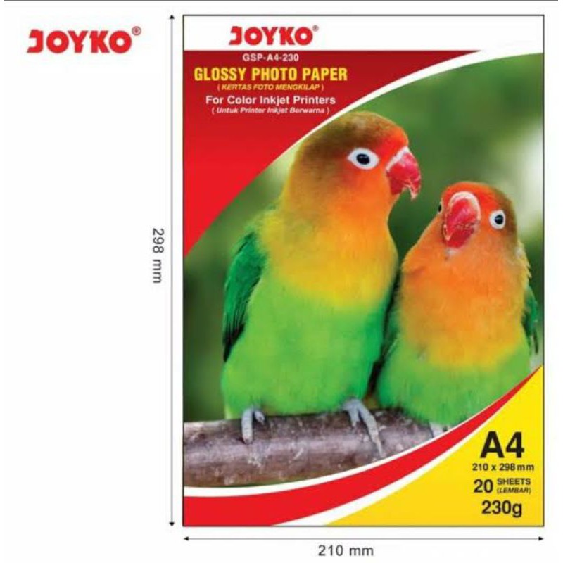 Jual Kertas Foto Glossy 230gsm A4 isi 20 lembar / Photo Paper Jokyo A4