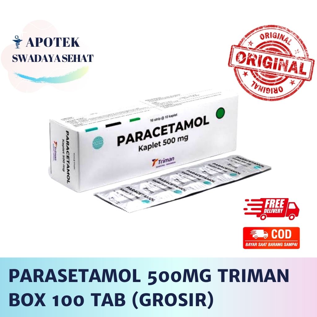 Jual Paracetamol 500 Mg Triman BOX 100 Tablet Obat Demam Anti Nyeri