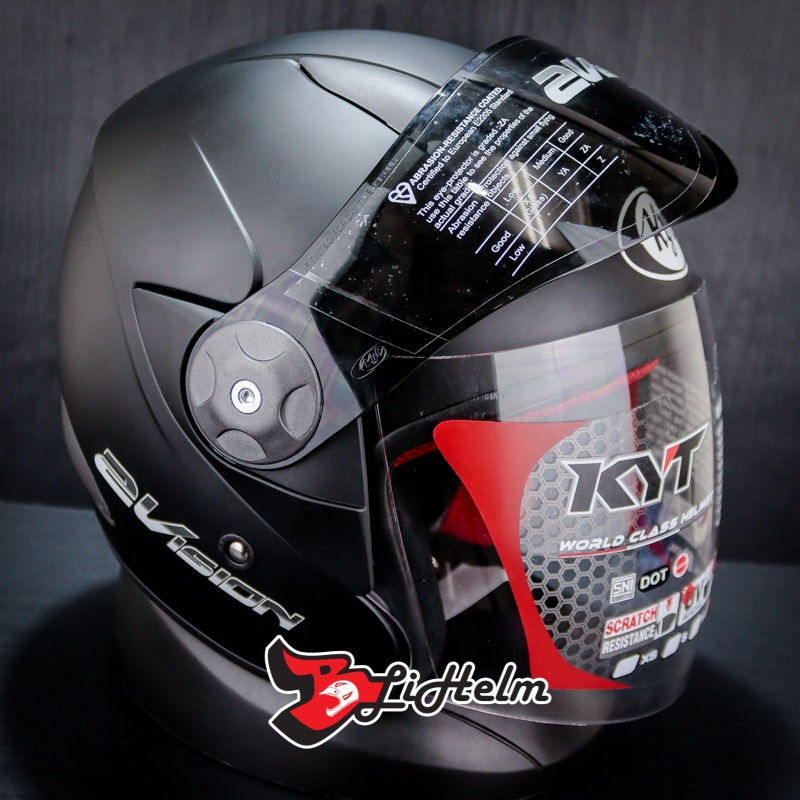 Jual KYT HELM 2 VISION SOLID BLACK DOFF KYT 2VISION HALF FACE