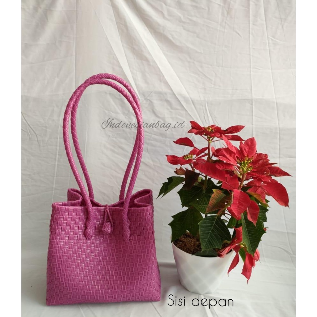 Jual Tas Anyaman Jali Pastel Pink Fanta // Tote Bag Anyaman Jali Pastel