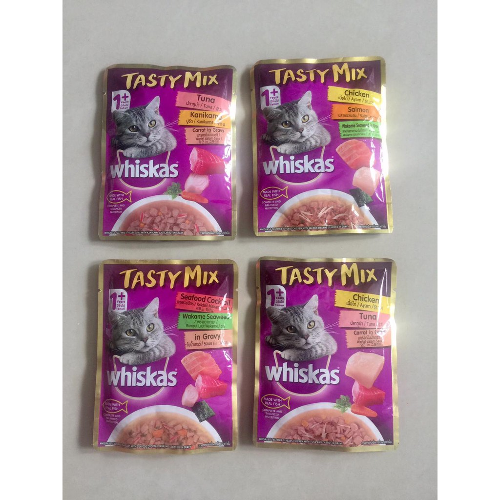 Jual WHISKAS POUCH ADULT 70G TASTY MIX MAKANAN BASAH RASA CAMPUR KUCING