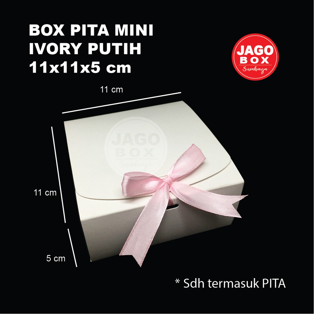 Jual KOTAK / BOX GIFT / HADIAH SOUVENIR PITA MINI 11x11x5 cm IVORY