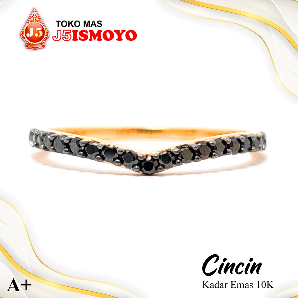 Jual Cincin Emas 10 Karat Lovely Blackstone Korean Style J5 Ismoyo