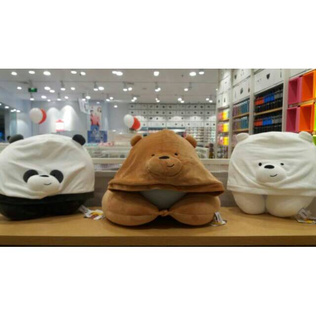 Jual MINISO X We BAre bears Bantal leher + with hoddie / we bare bears