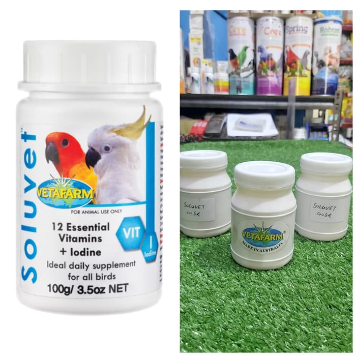 Jual Soluvet Vetafarm 100gr/Bird Suplement Vitamin+iodine Daily Vitamin
