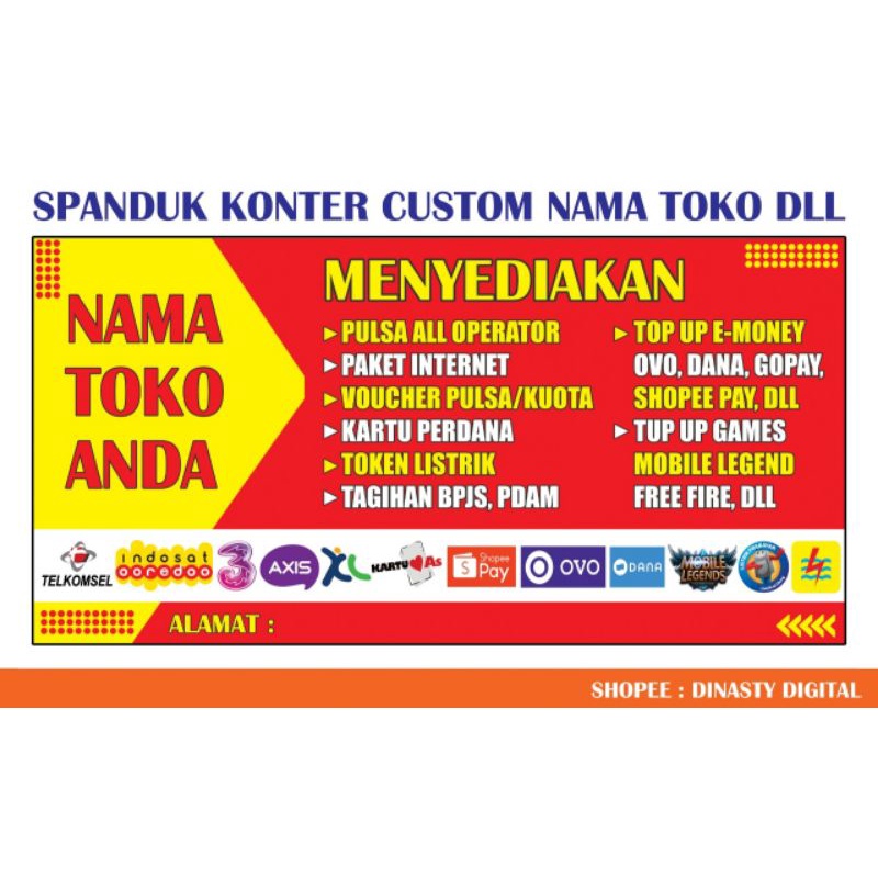 Jual Banner / Spanduk Konter Pulsa Shopee Indonesia