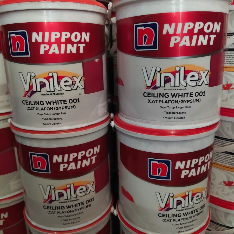 Jual Nippon Paint Vinilex Ceiling 001 WHITE PUTIH / Cat Plafon Grc Gypsum Triplek Tembok / GALON