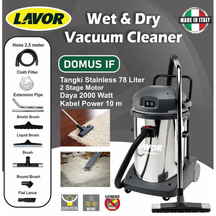 Jual Vacuum cleaner wet and dry LAVOR DOMUS IF 2 MTR HEAVY DUTY MODEL