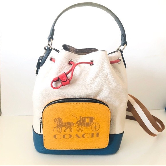 Jual Coach Jes Drawstring Bucket Bag In Colorblock With Horse And