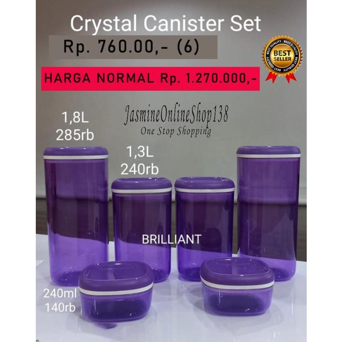 Jual TUPPERWARE CRYSTAL CANISTER SET (6) Shopee Indonesia