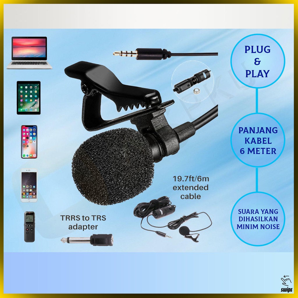 Jual Mic Clip On Boya BYM1 / Microphone Original / Vlog / Vlogger / Vlogging / Youtuber / YT