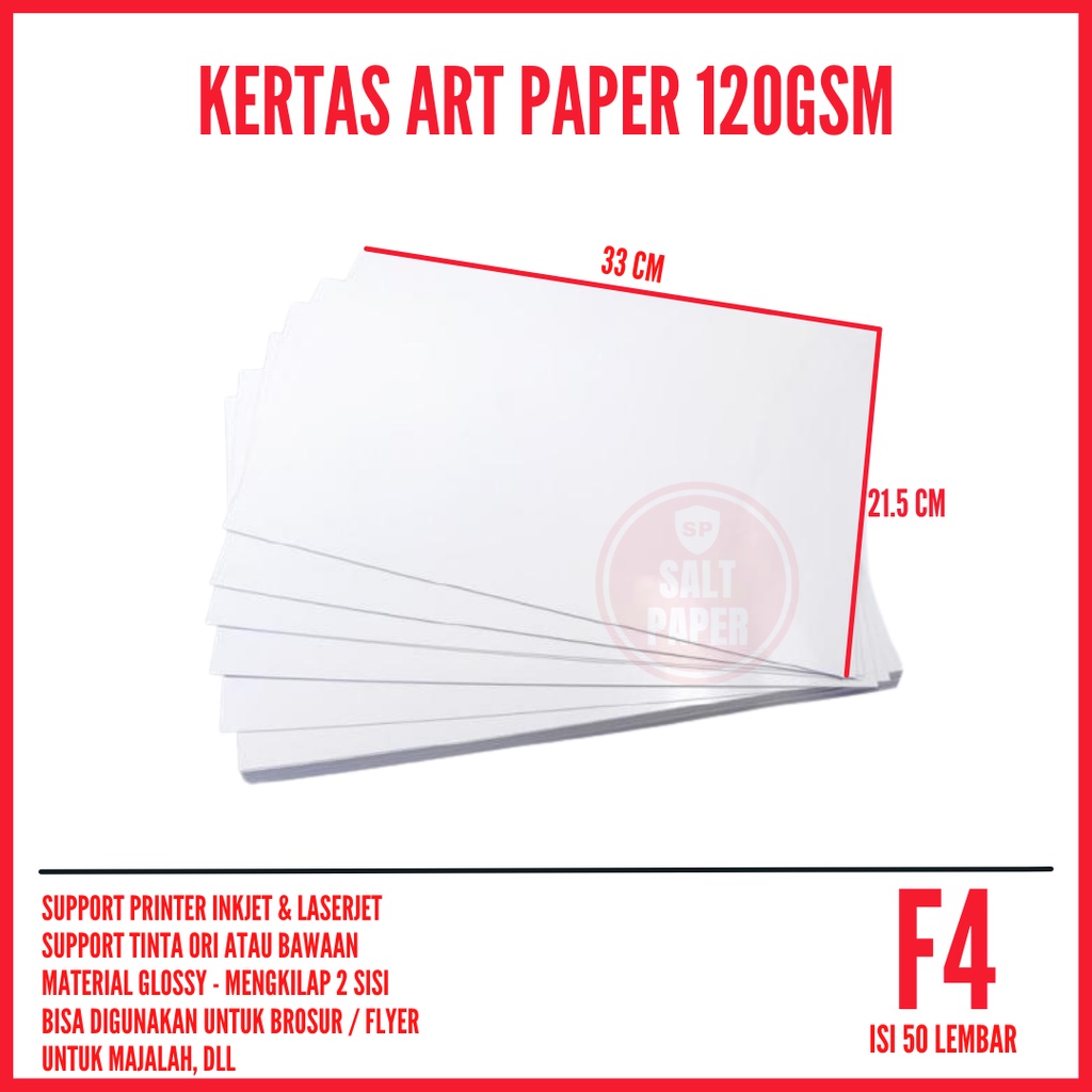 Jual Kertas Art Paper F4 120 gr isi 50 lembar / Art Paper F4 120 gsm
